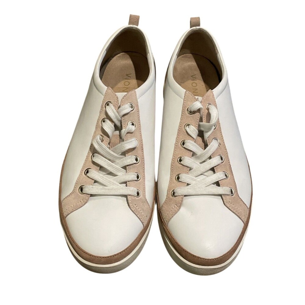 Vionic Winny White Tan Gold Leather Sneakers Women’s Size 13 Comfort Shoes